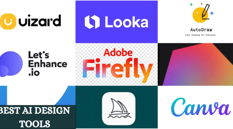 best AI design tools.This image show the design AI tools that used for design making.All names that mention on image must have detailed in article